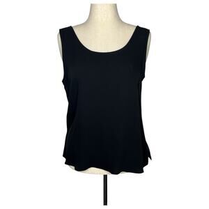 Harari Women's Tank Top XL Blue 100% Silk Georgette Cami Scoop Sleeveless Solid